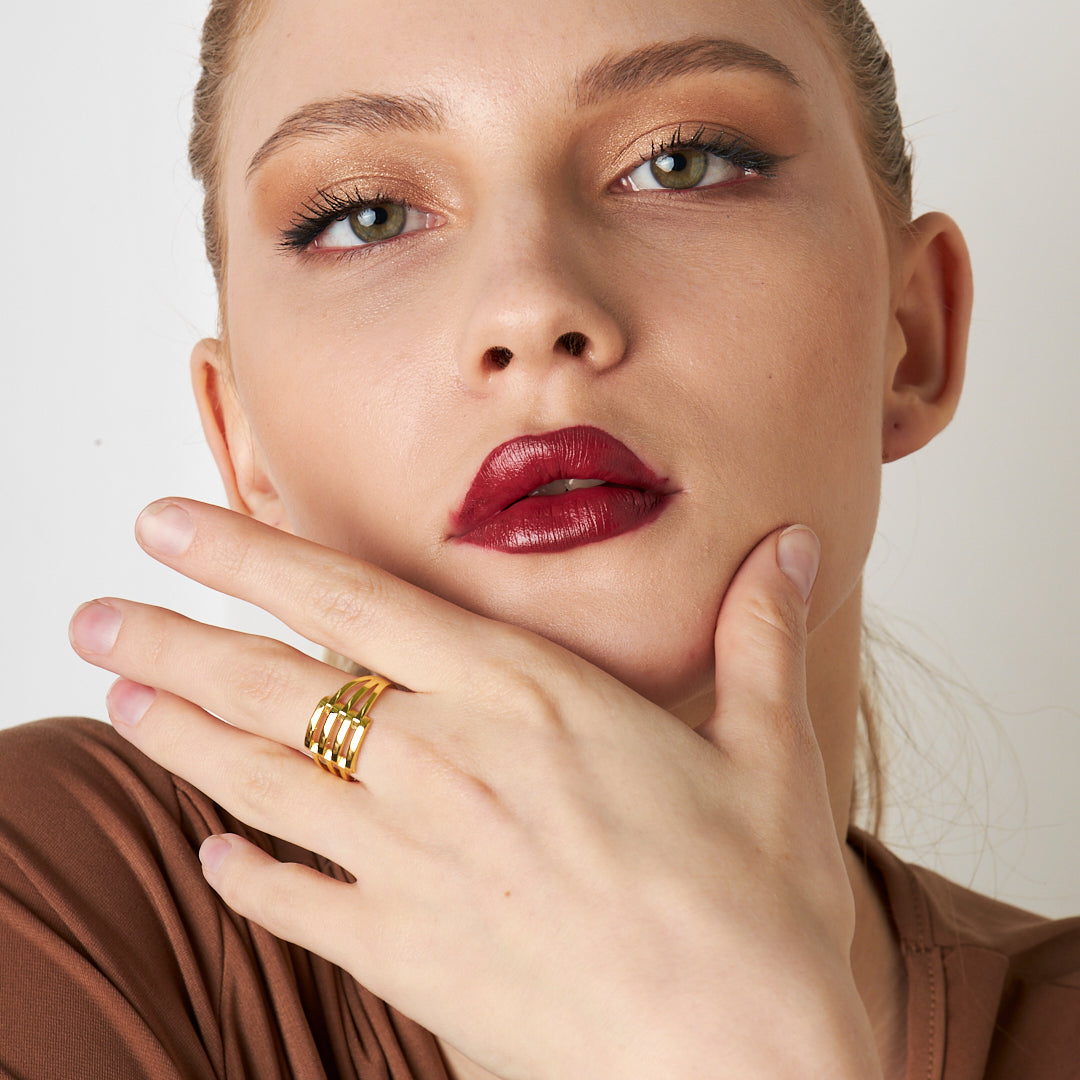 Smooth Ribbed Ring - 925 SILVER