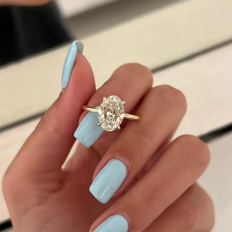 Oval Cut Single Stone Ring - 925 Silver