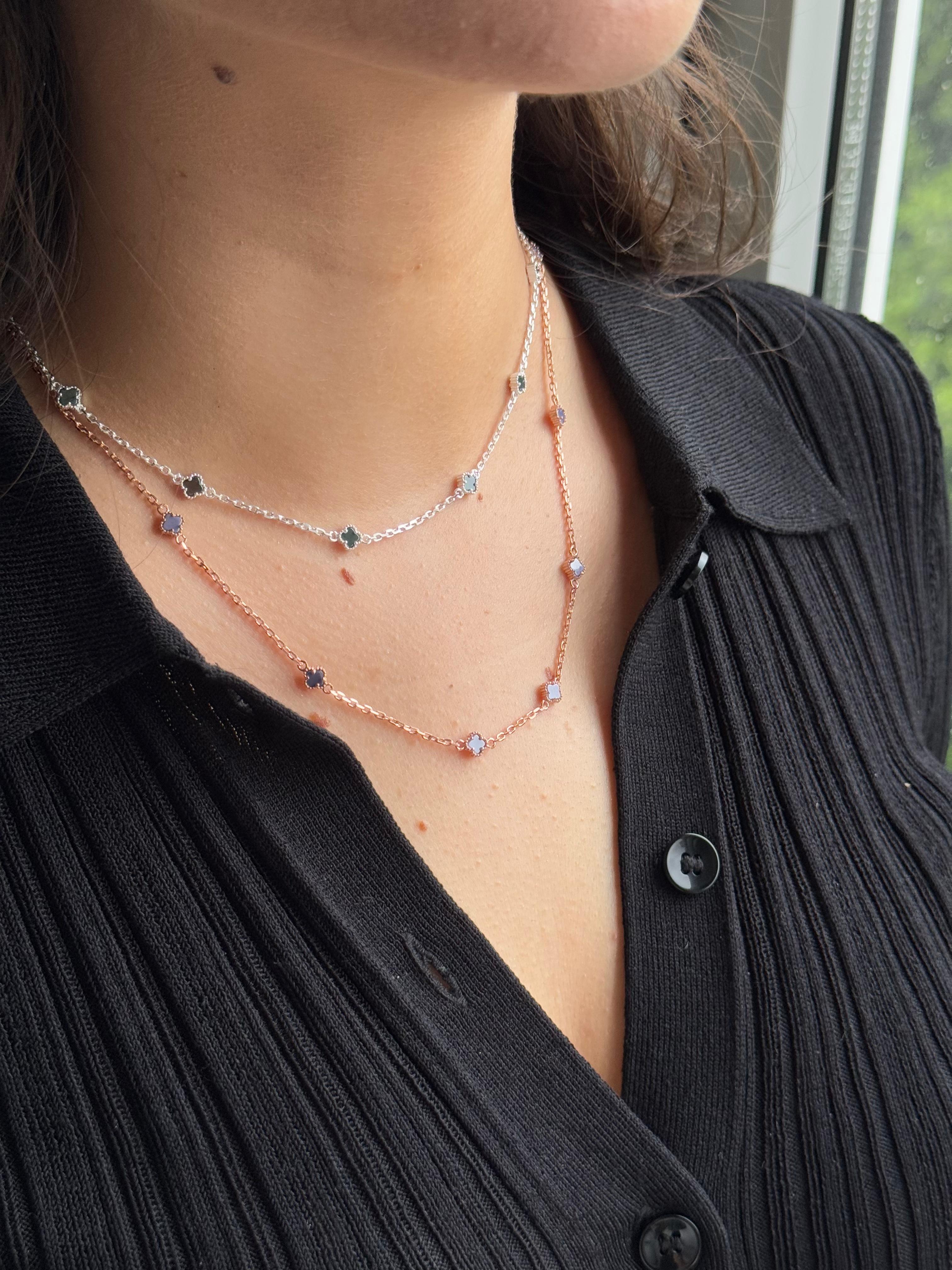 Modern Minimal Clover Necklace 925 Silver