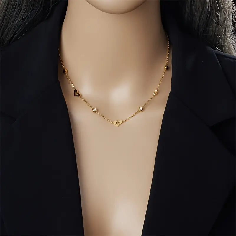 Zircon Stone Heart Necklace - 925 SILVER