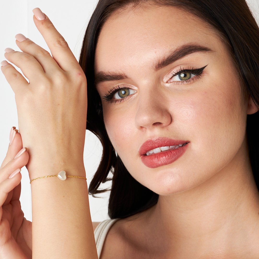 White Heart Bracelet - 925 SILVER