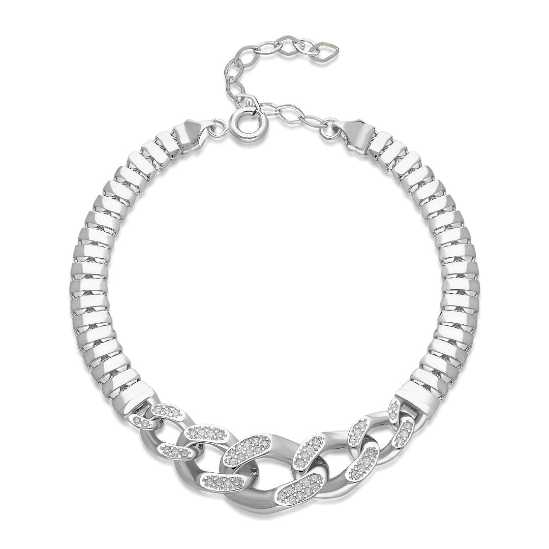 Stone Gourmet Herringbone Bracelet - 925 SILVER