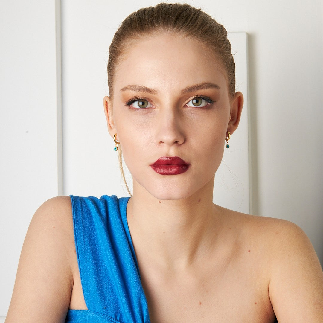 Evil Eye Hoop Earrings - 925 Silver