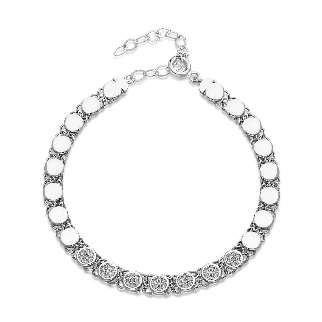 Semi-Precious Stone Round Chain Bracelet - 925 SILVER