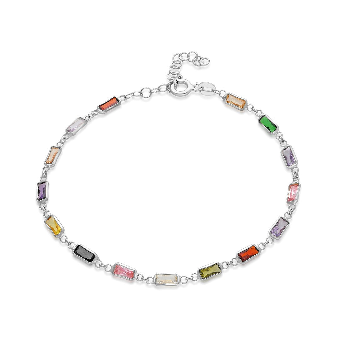 Colorful Baguette Bracelet - 925 SILVER