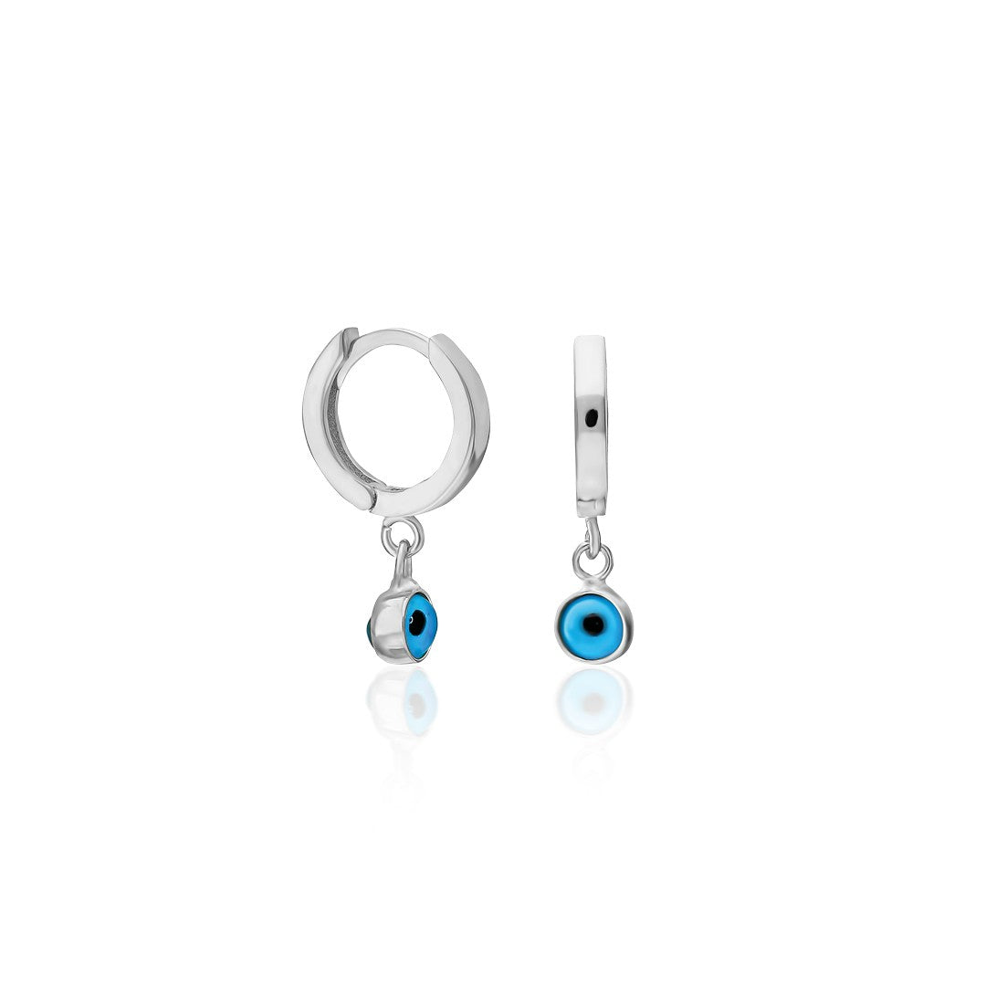 Evil Eye Hoop Earrings - 925 Silver