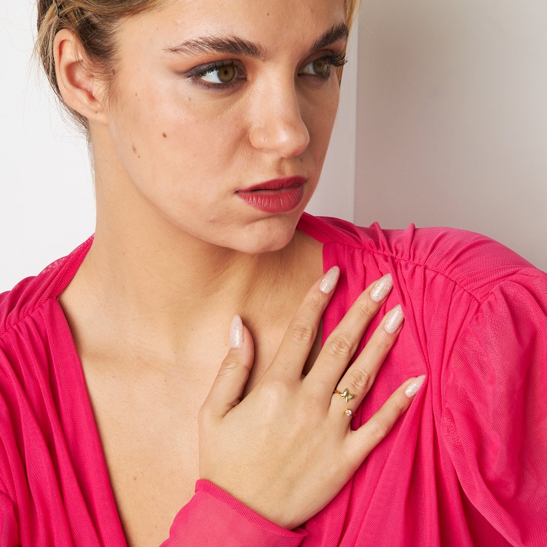 Single Stone Butterfly Ring - 925 SILVER