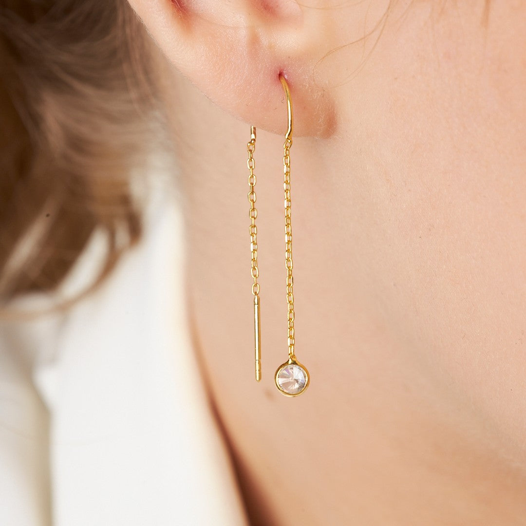 Hanging Zircon Chain Earrings - 925 SILVER