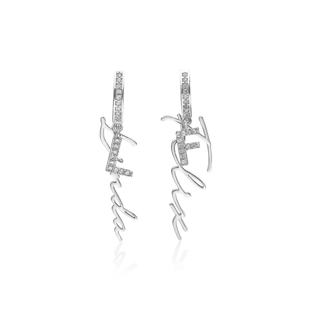 Zircon Initial Name Earrings - 925 Silver