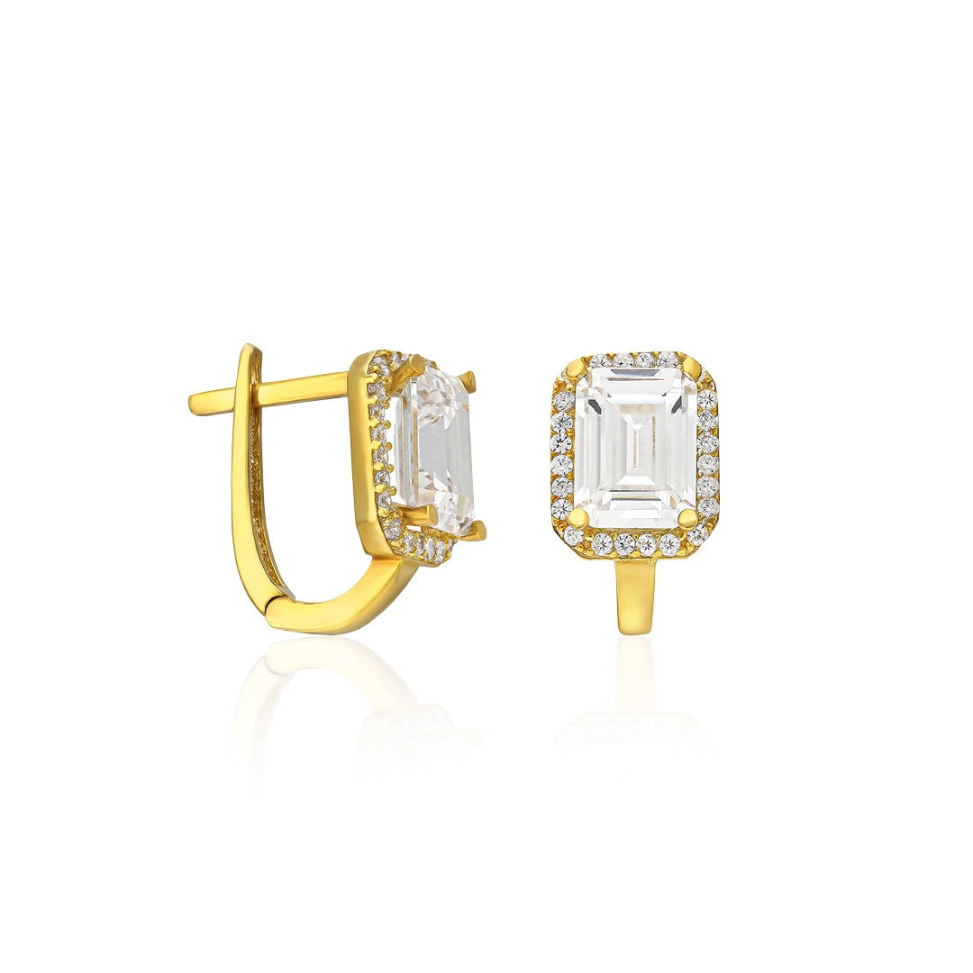 Classic Baguette Earrings with Stones - 925 Silver