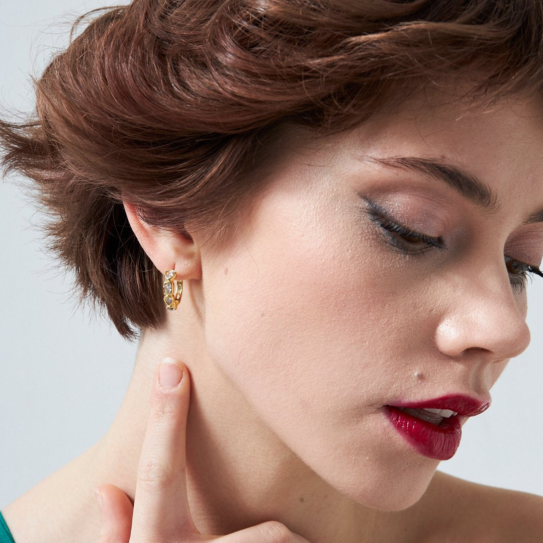 Modern Stone Earrings - 925 Silver