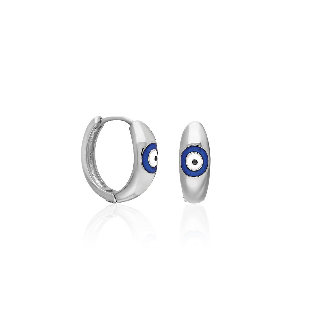 Evil Eye Hoop Earrings - 925 Silver