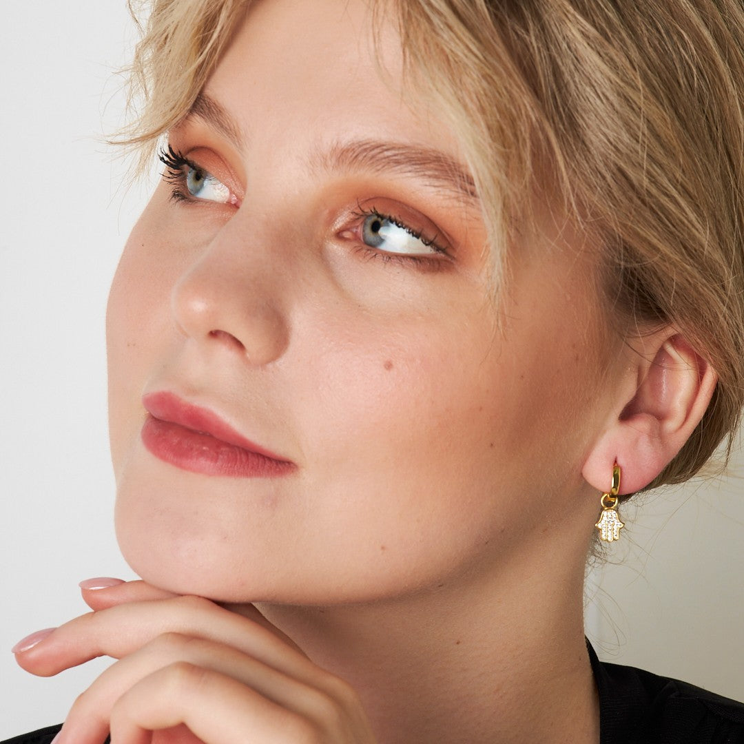 Fatma hand earring with stones - 925 SILVER