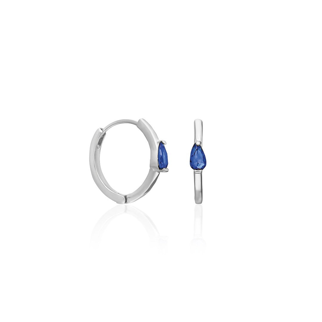 Navy Blue Stone Drop Earrings - 925 SILVER