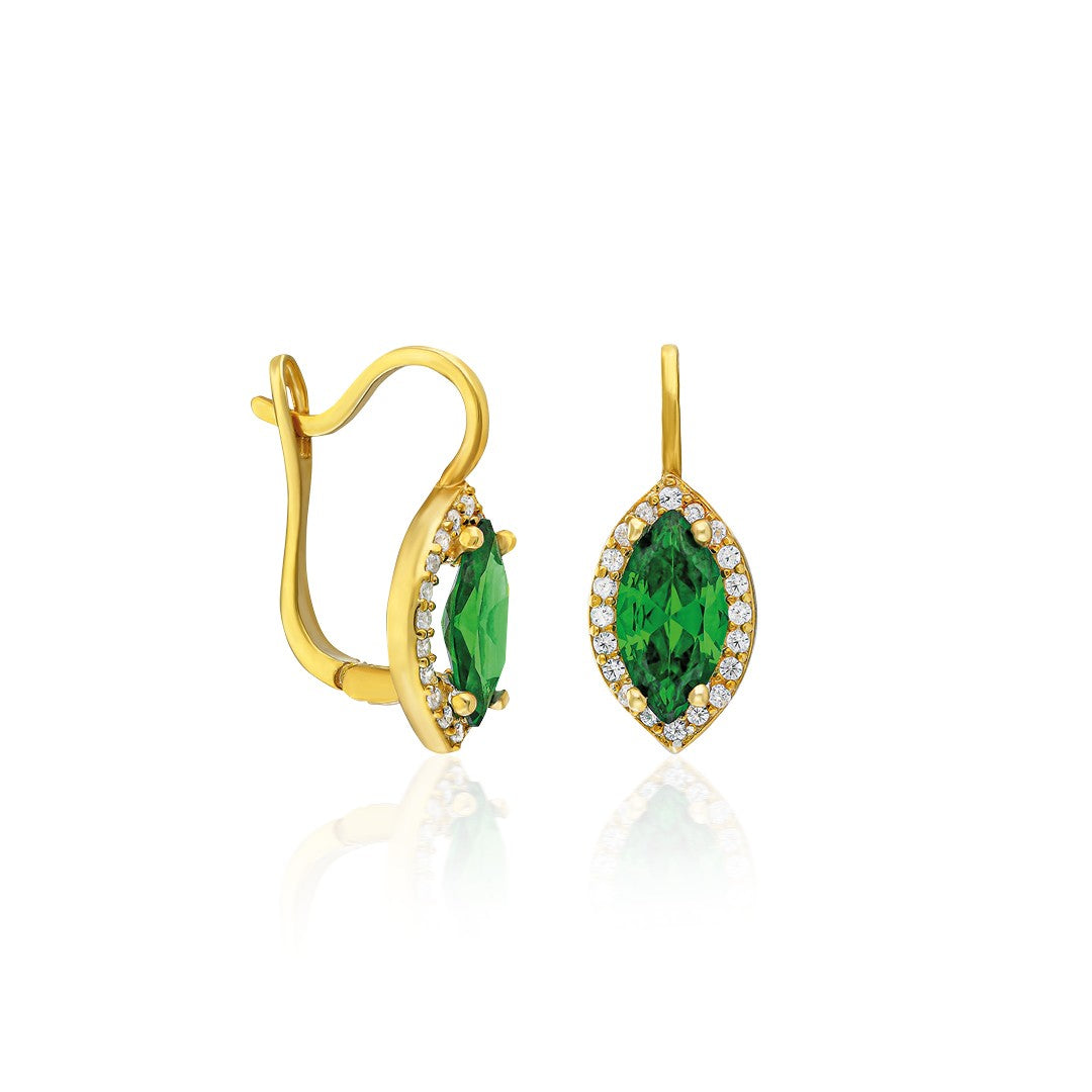 Elegant Green Stone Water Drop Earrings - 925 SILVER