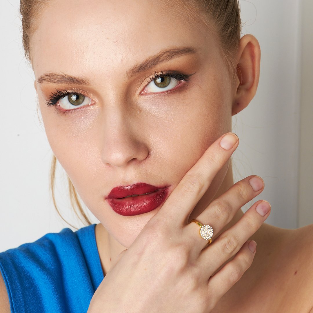 Stone Round Ring - 925 SILVER