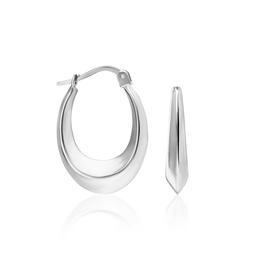 Oval Curved Earrings - 925 SILVER