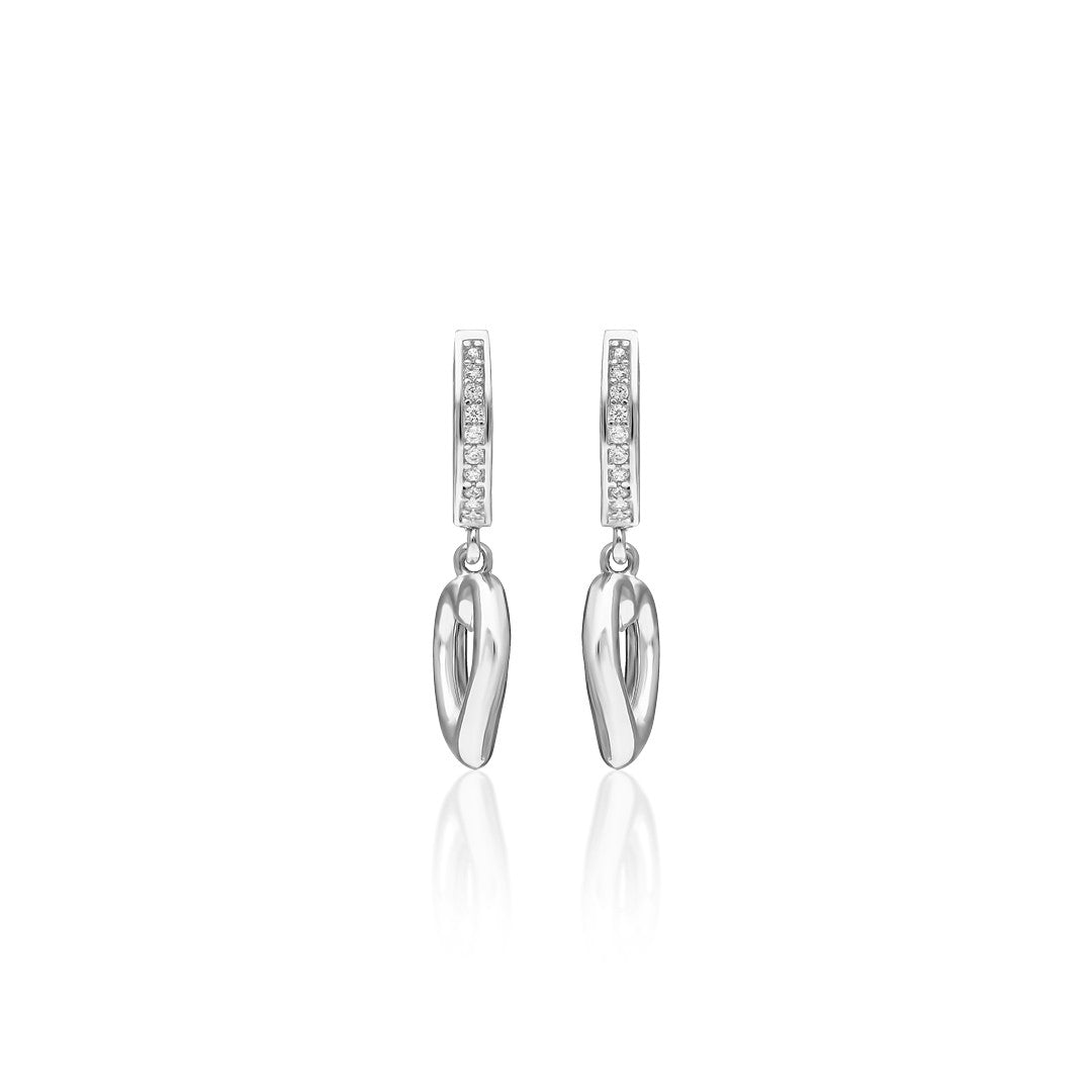 Curved Heart Earrings - 925 Silver