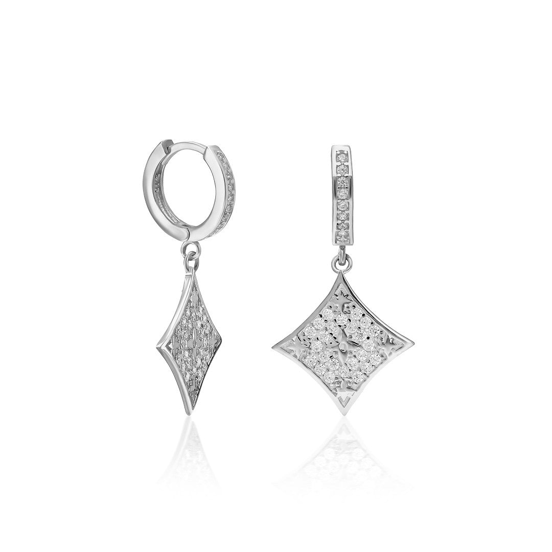 Square Stone Earrings - 925 Silver