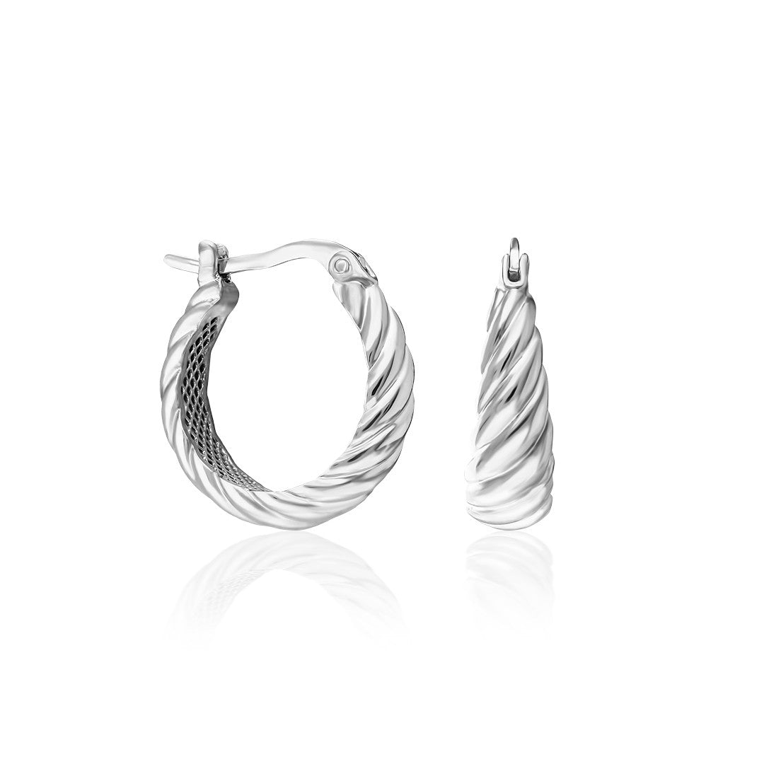 Twisted Hoop Earrings - 925 Silver