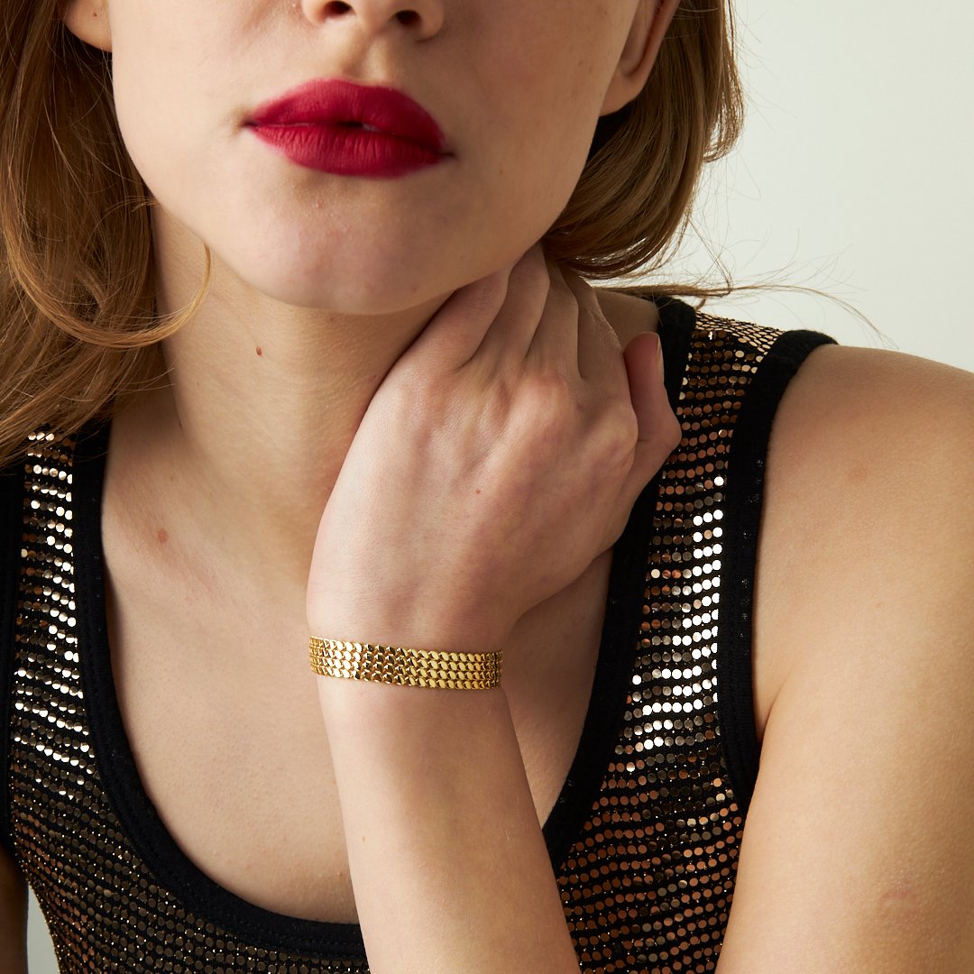 Five Row Thick Herringbone Bracelet - 925 SILVER