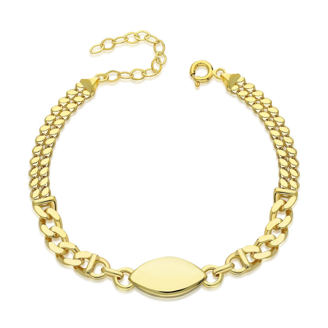 Two Chain Almond Bracelet - 925 SILVER