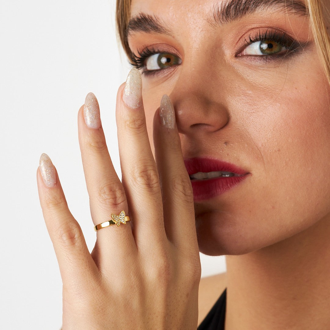 Stone Butterfly Ring - 925 SILVER