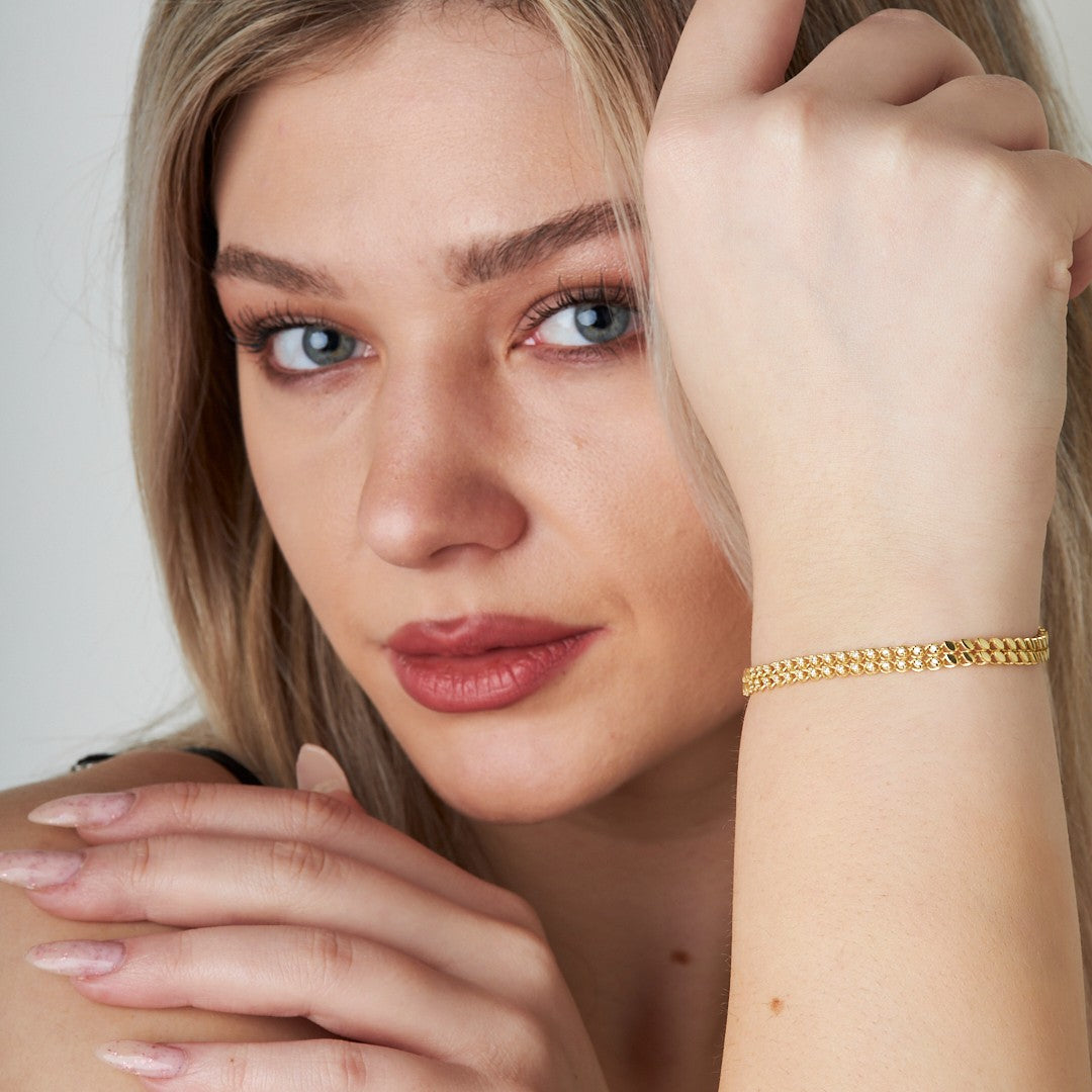 Modern Stone Sequin Bracelet - 925 SILVER