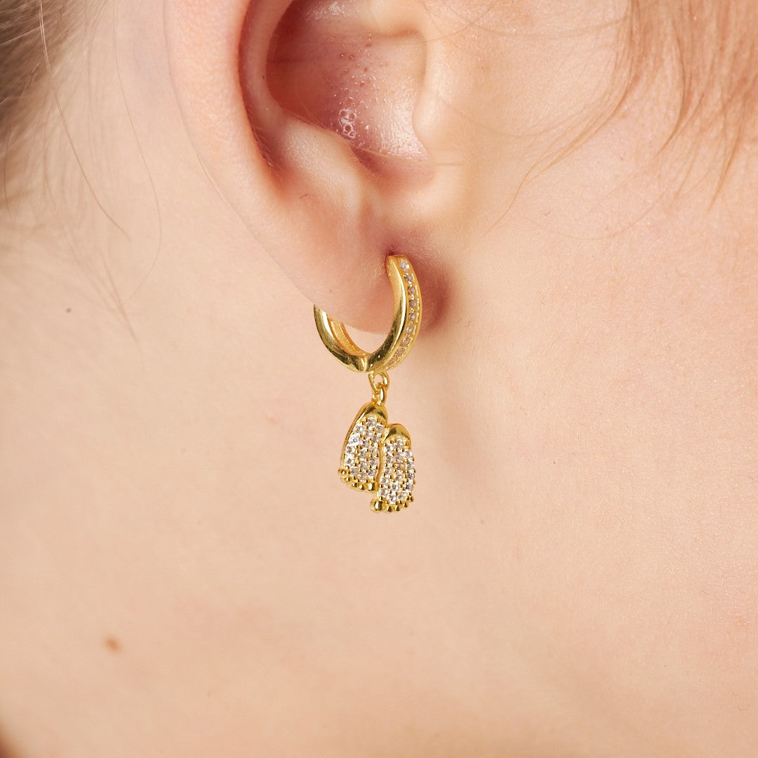 Baby Footprint Earrings with Stones - 925 Silver