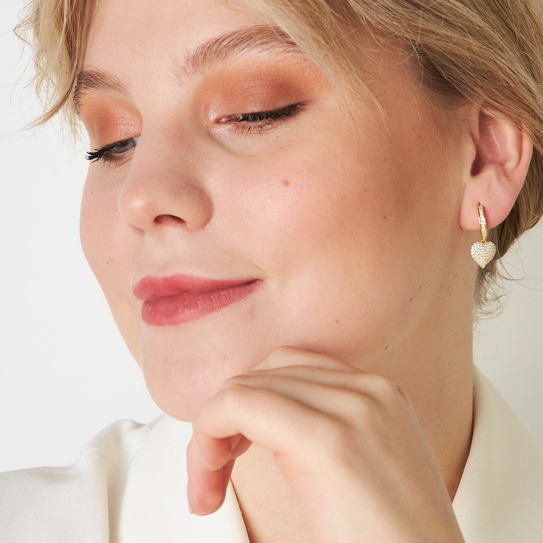 Heart Stone Earrings - 925 SILVER