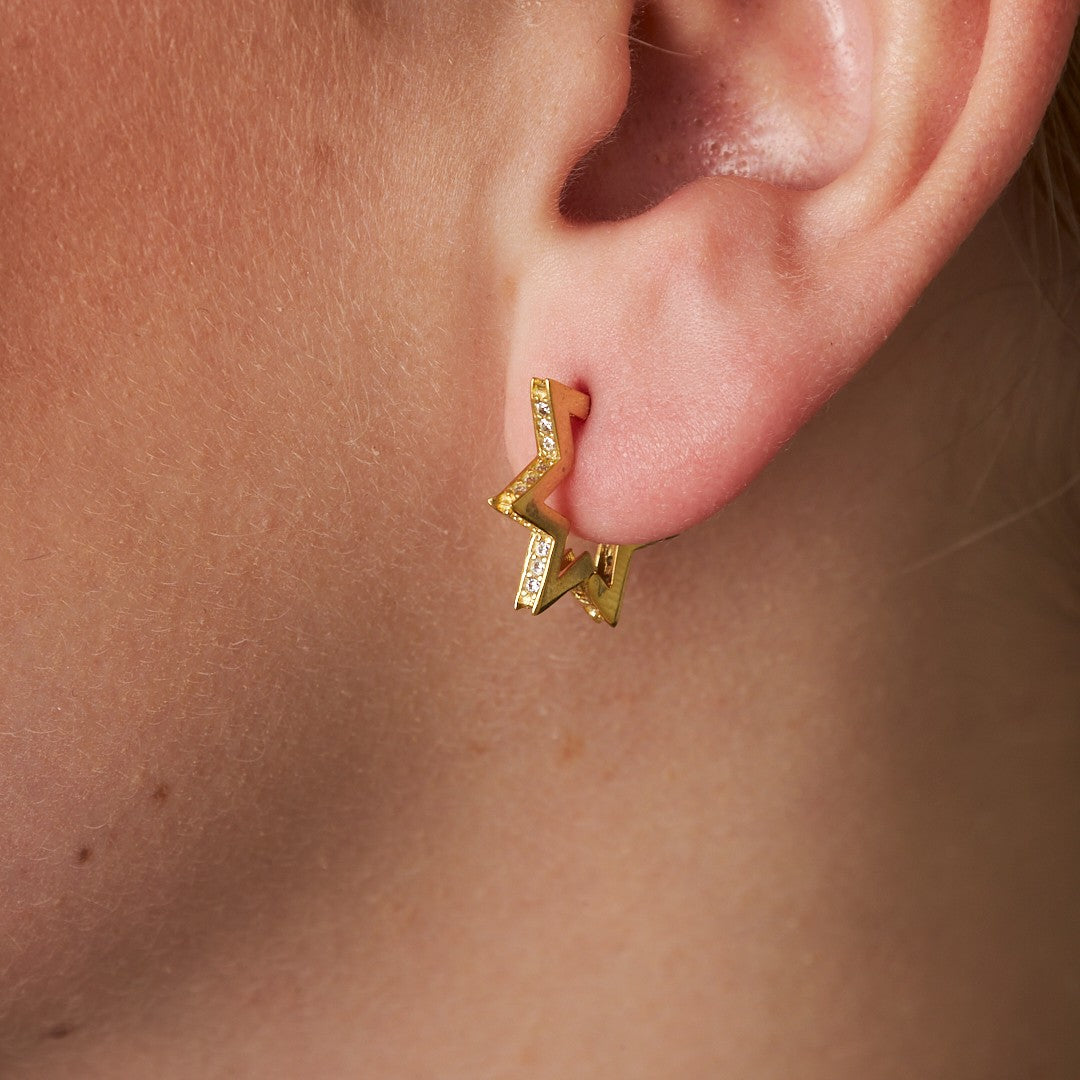 Stone Star Earrings - 925 SILVER