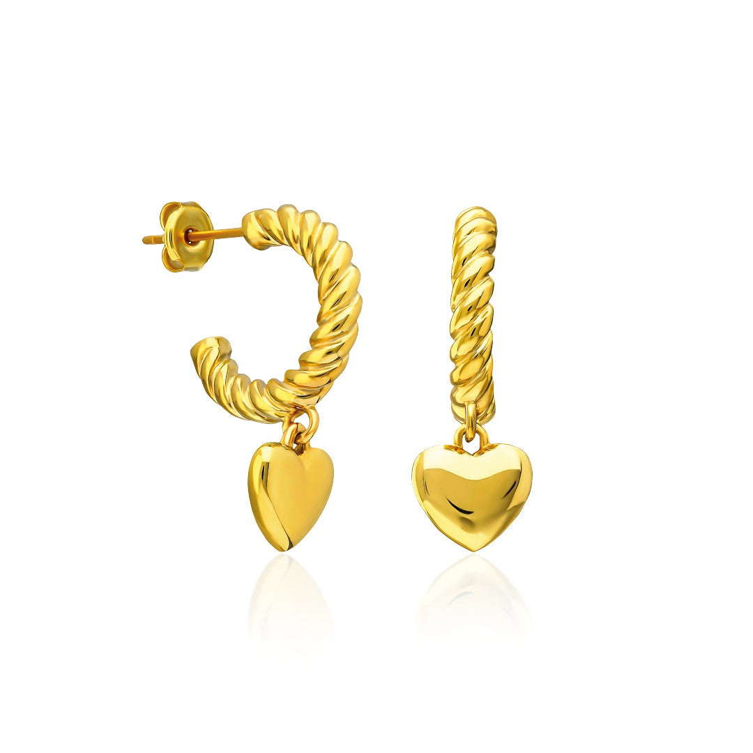 Twisted Heart Earrings - 925 SILVER