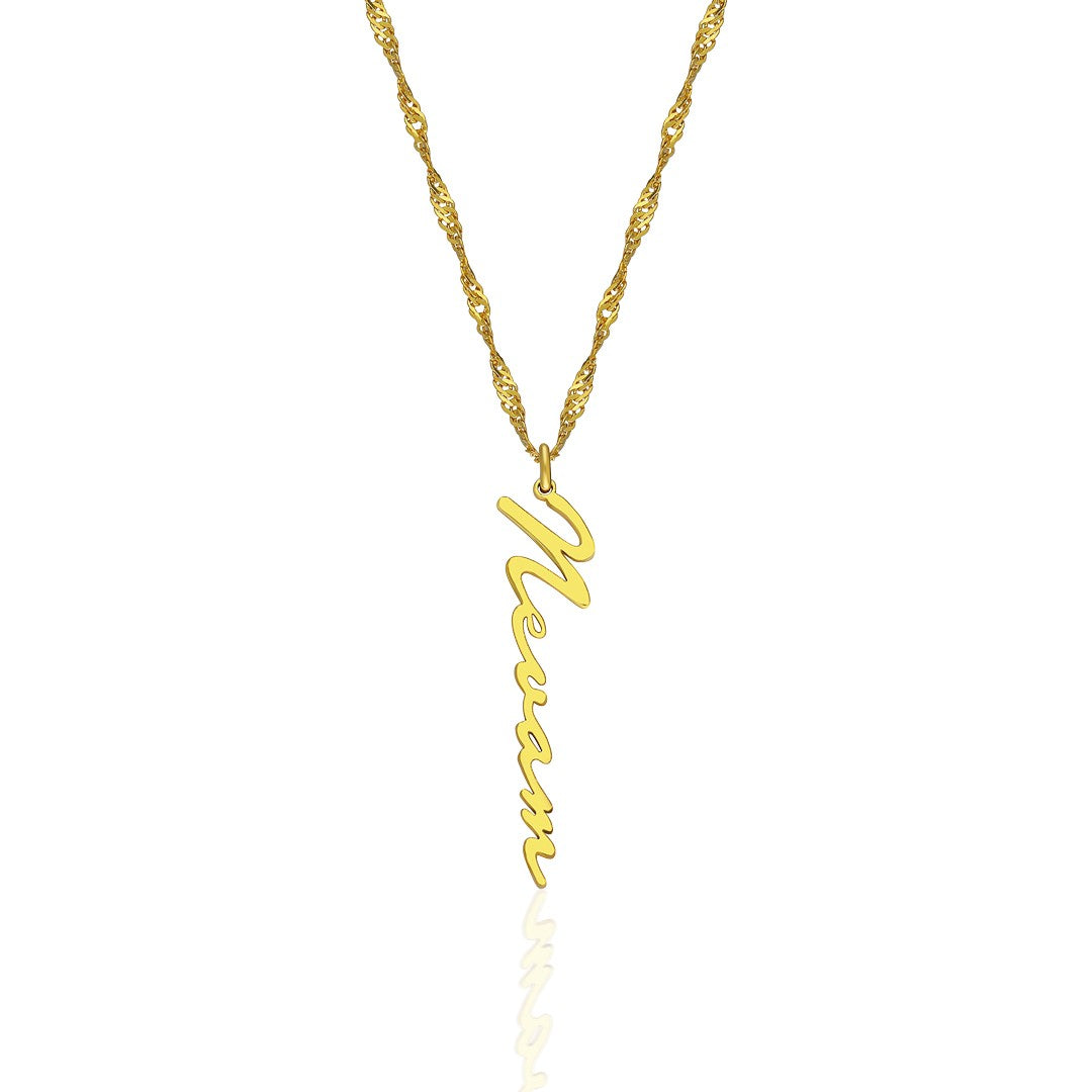 Horizontal Name Necklace with Twisted Chain - 925 Silver