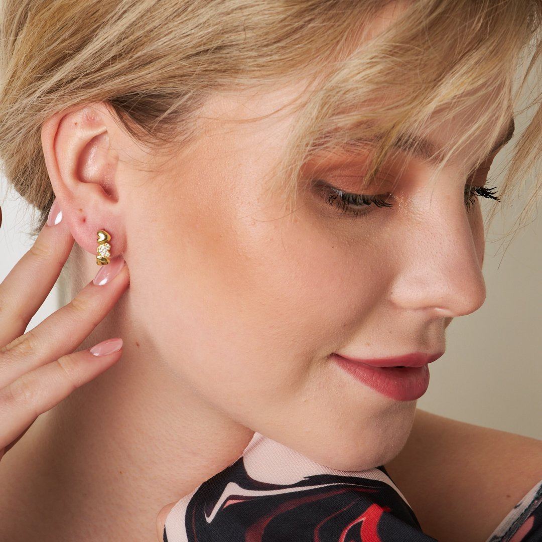 Triple Heart Row Earrings - 925 SILVER