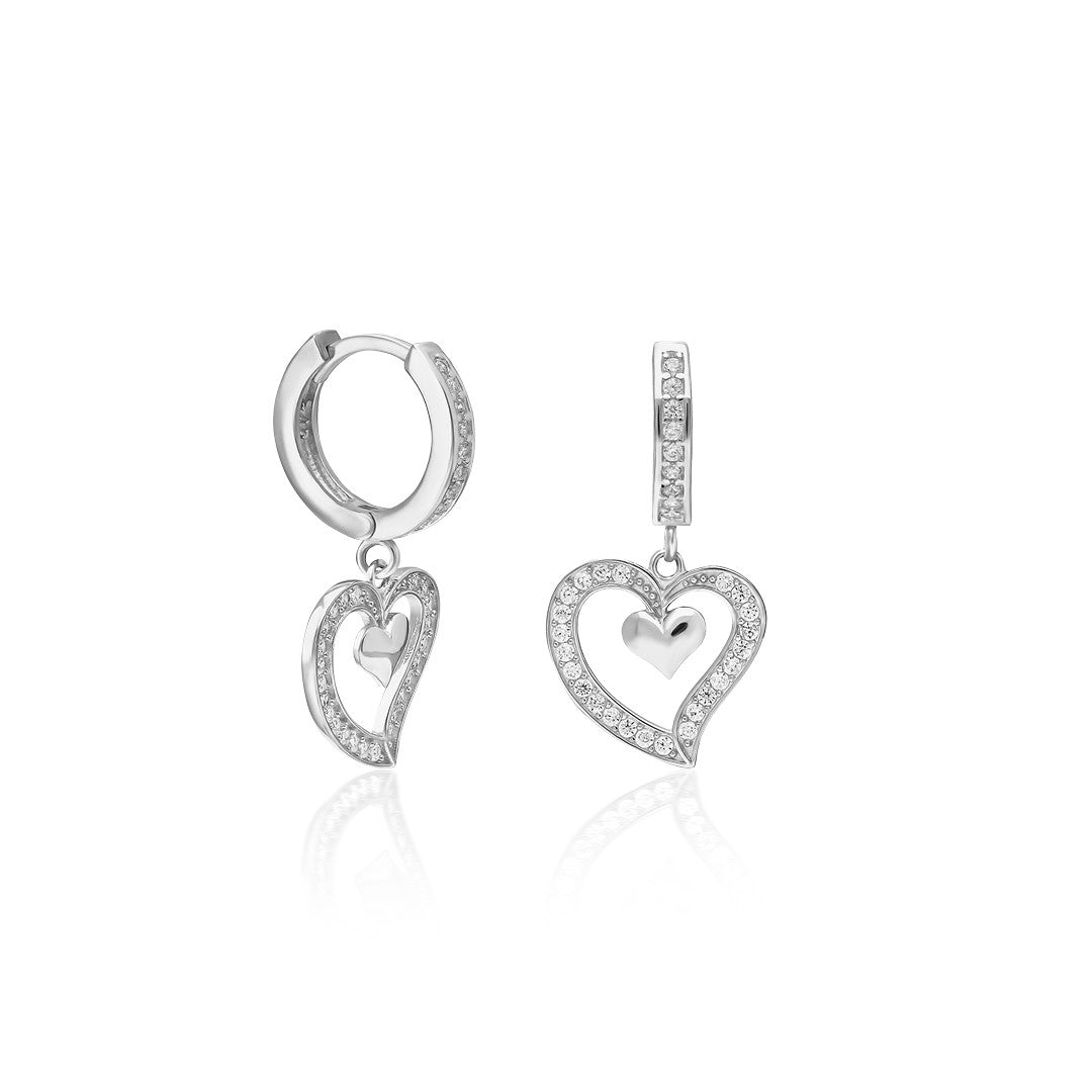 Two Heart Earrings - 925 Silver