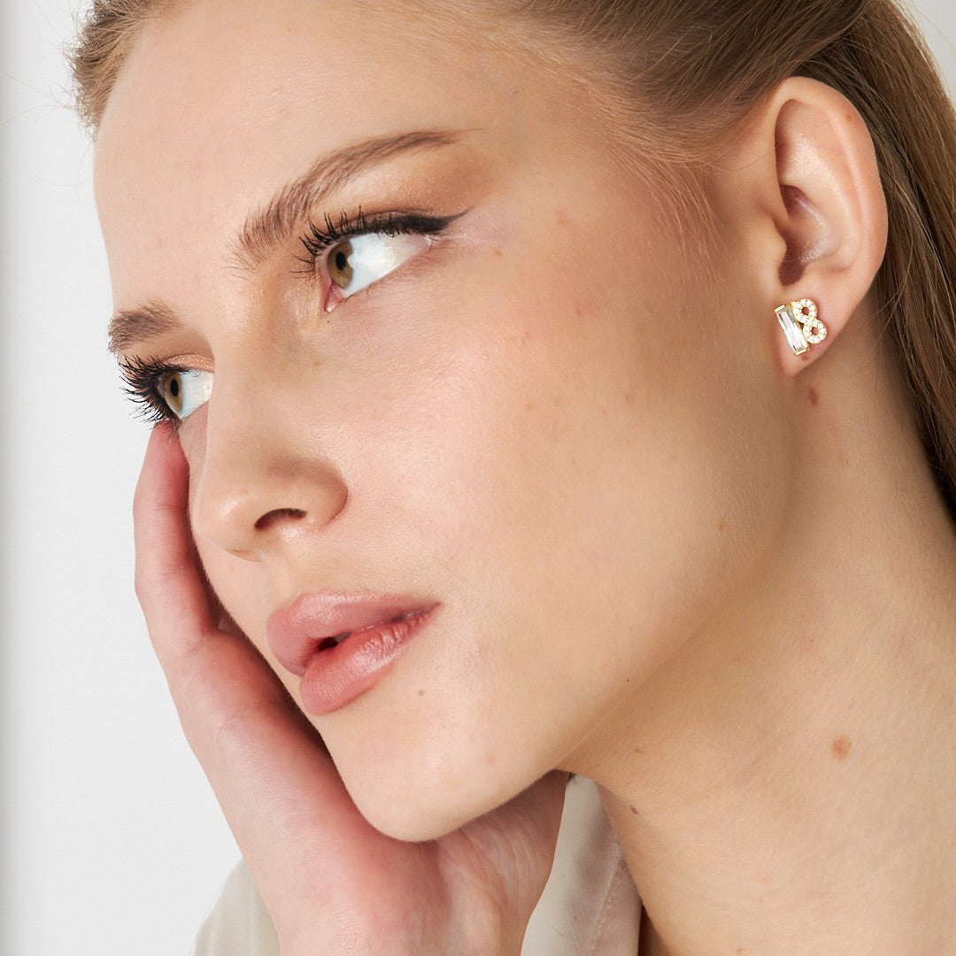 Baguette Stone Infinity Earrings - 925 SILVER