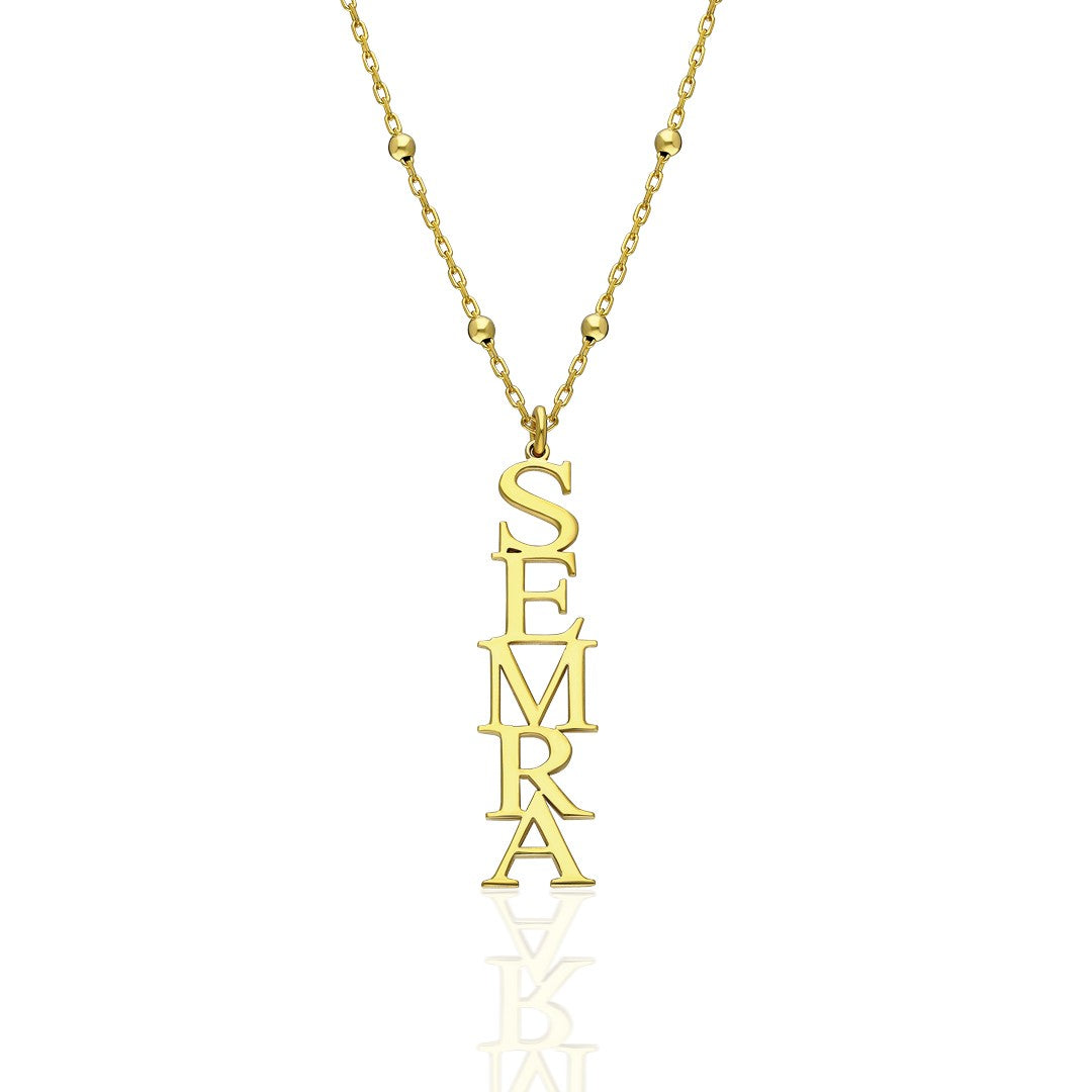 Vintage Vertical Name Necklace - 925 Silver