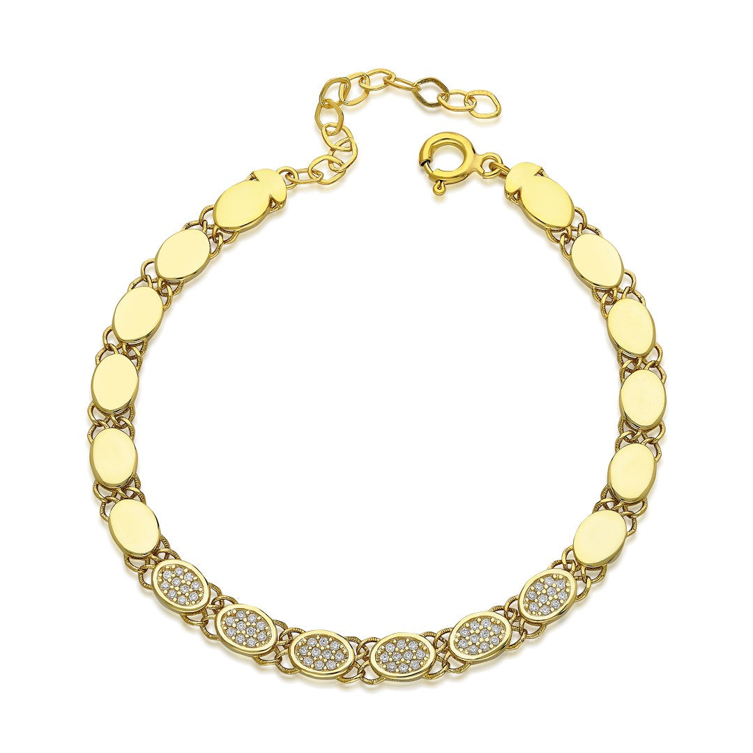 Oval Chain Bracelet with Stones - 925 SILVER