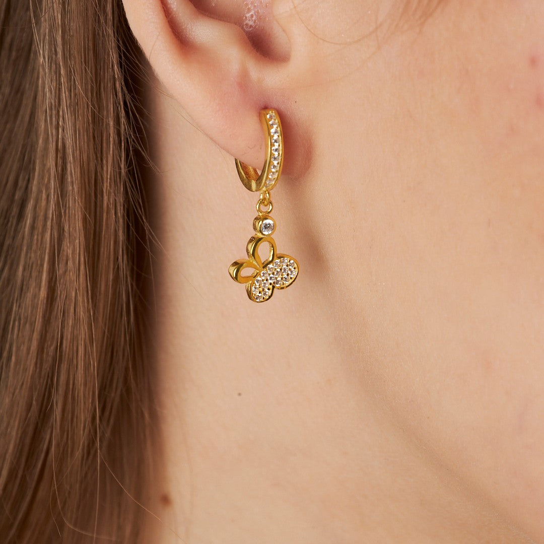 Side Butterfly Earrings - 925 SILVER