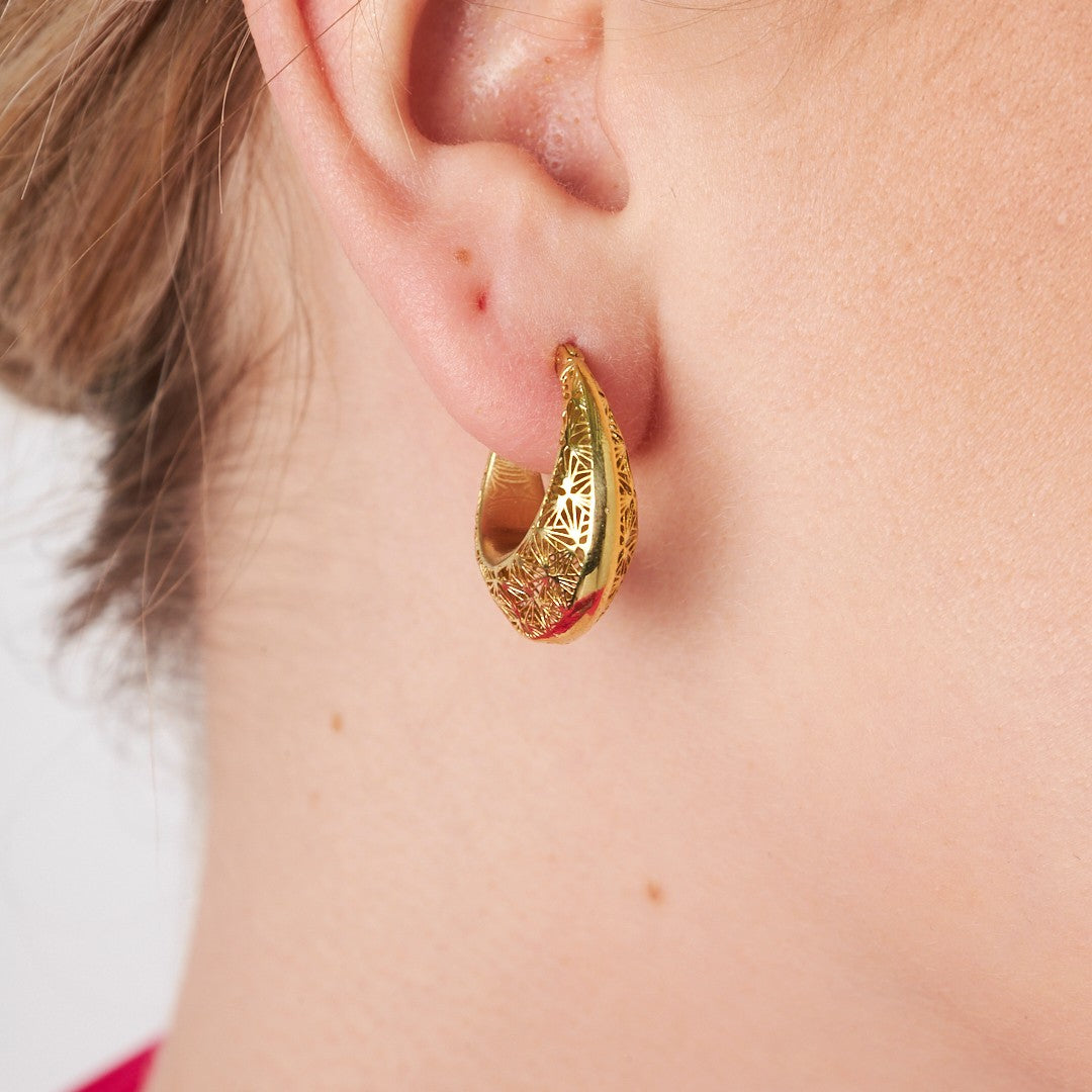 Honeycomb Design Earrings - 925 SILVER