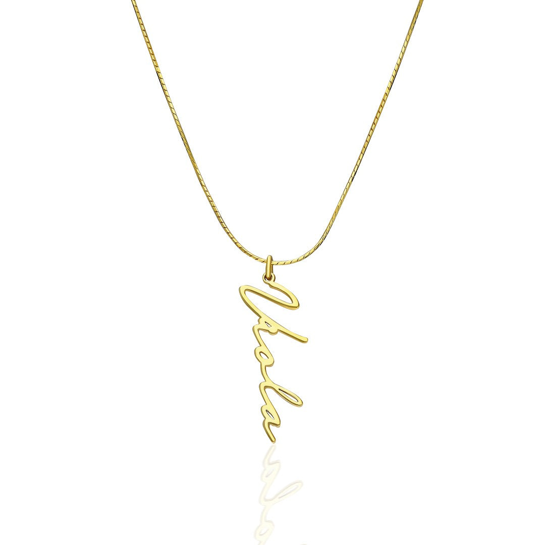 Herringbone Pattern Name Necklace - 925 Silver
