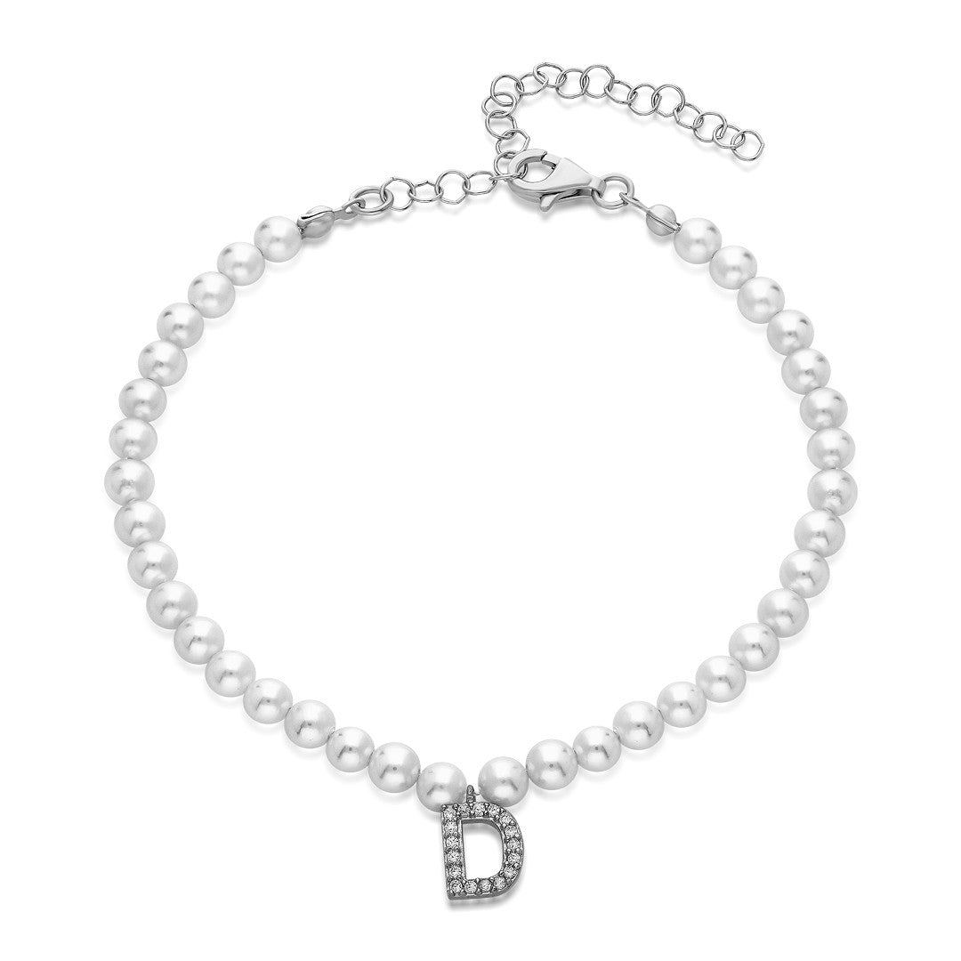 Initial Pearl Bracelet - 925 Silver