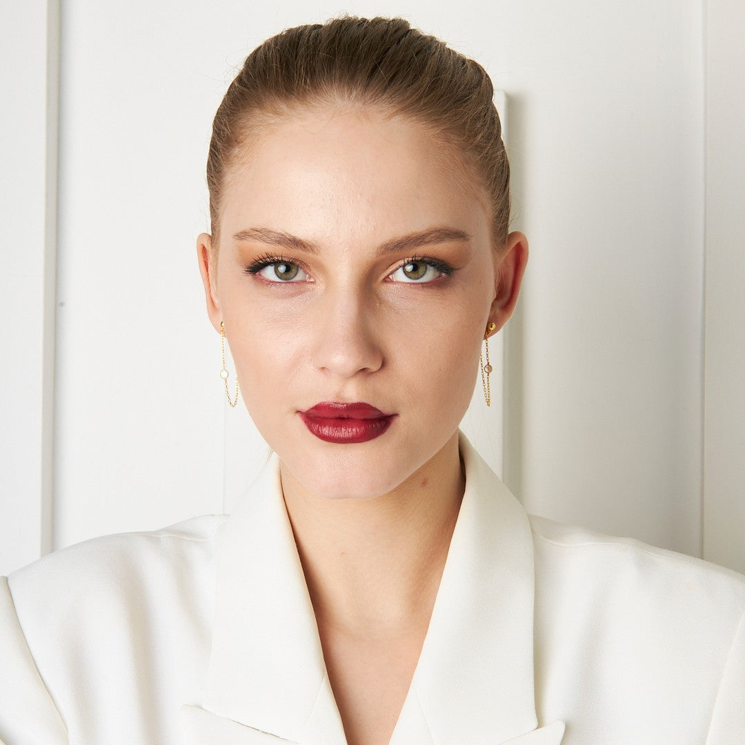 Hanging Zircon Earrings - 925 SILVER