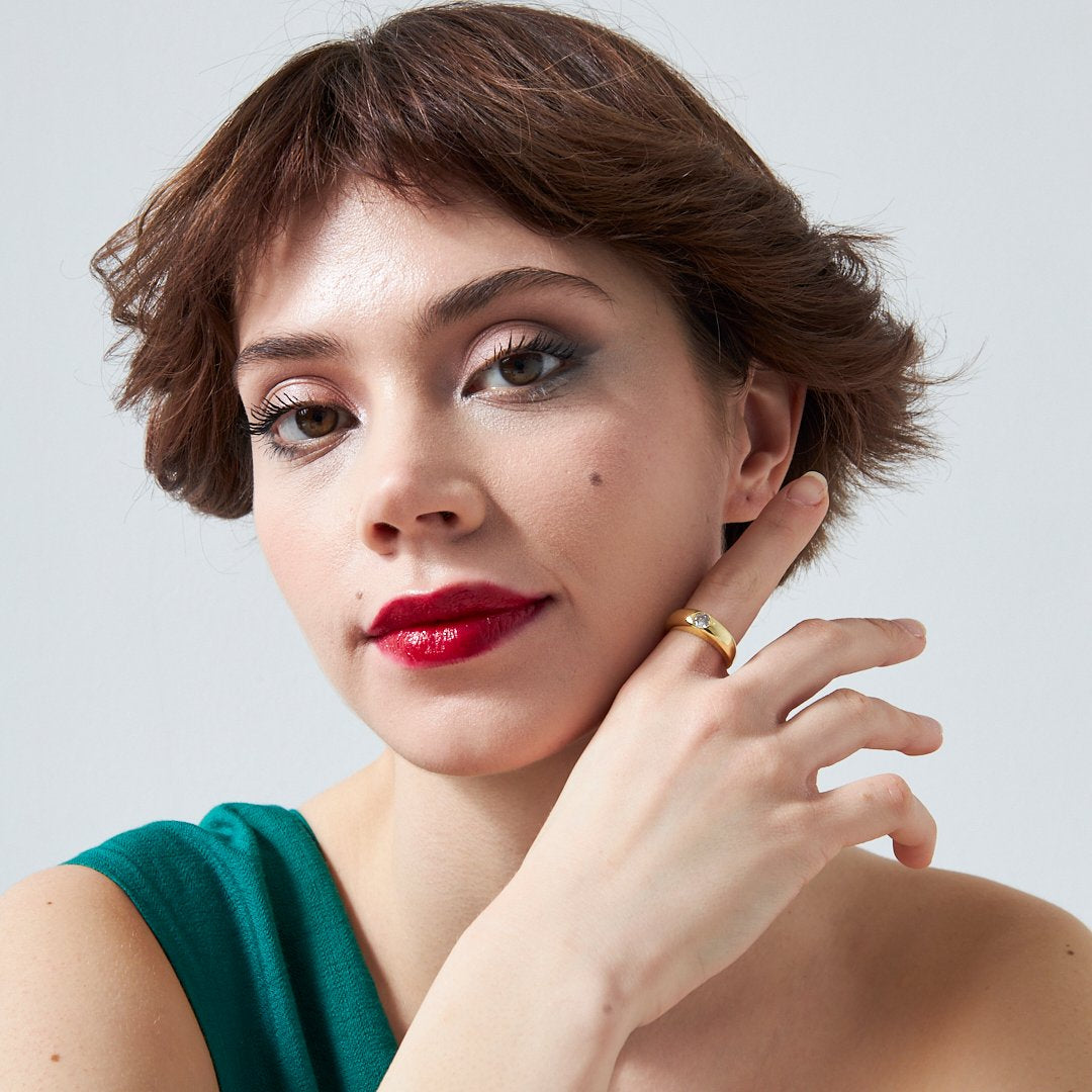 Single Stone Bombe Ring - 925 SILVER