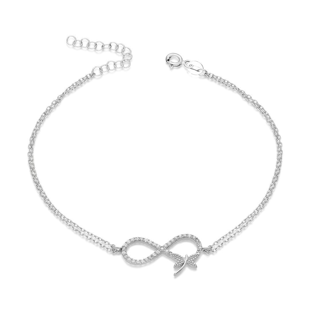 Infinity Bracelet with Dragonfly Detail - 925 SILVER