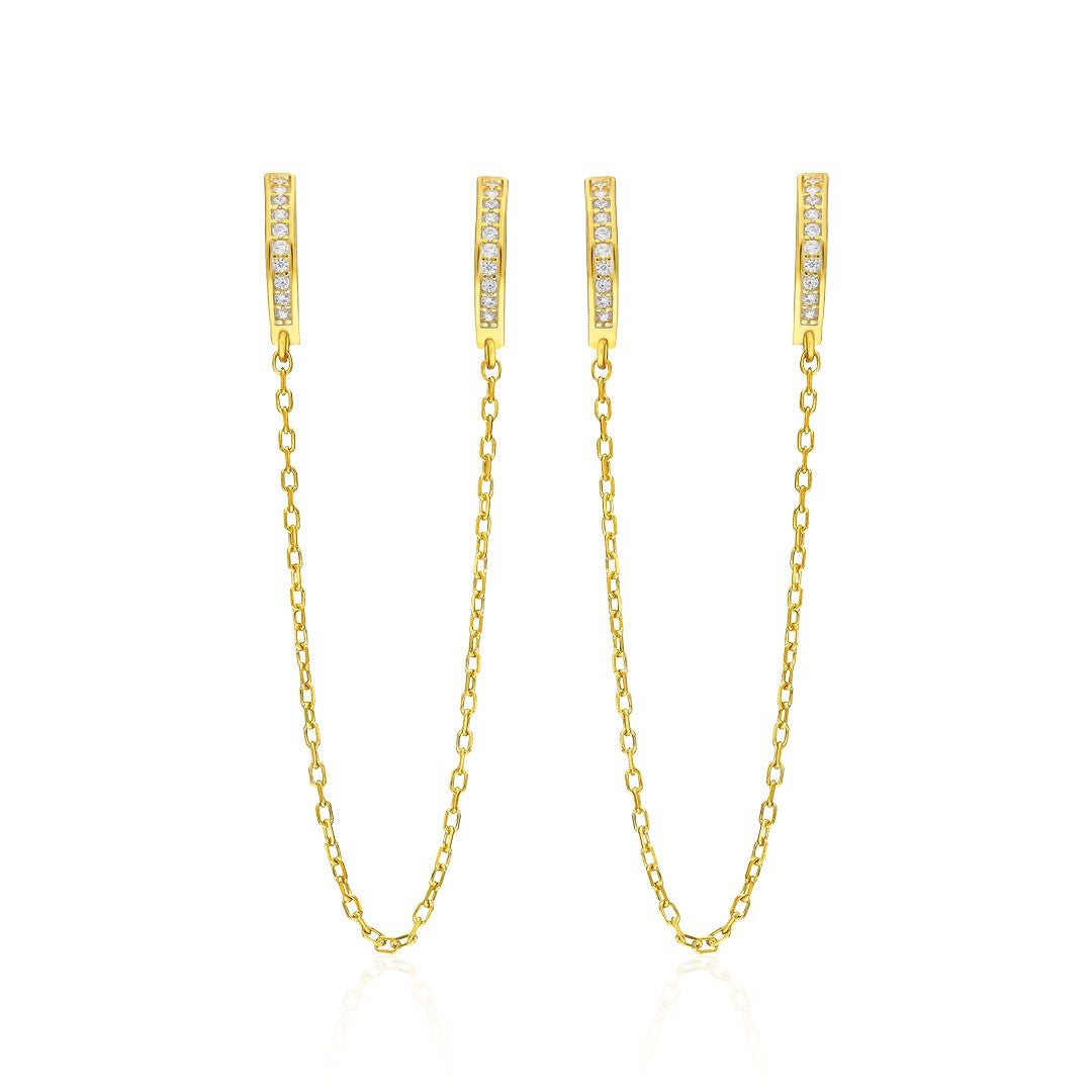 Stone Chain Earrings - 925 SILVER