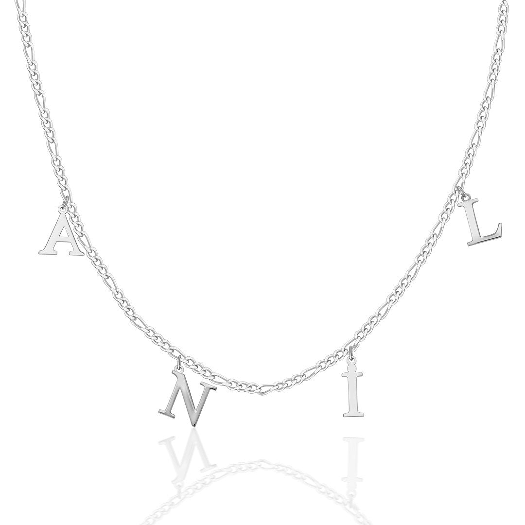 Name necklace - Figaro chain name necklace - 925 SILVER
