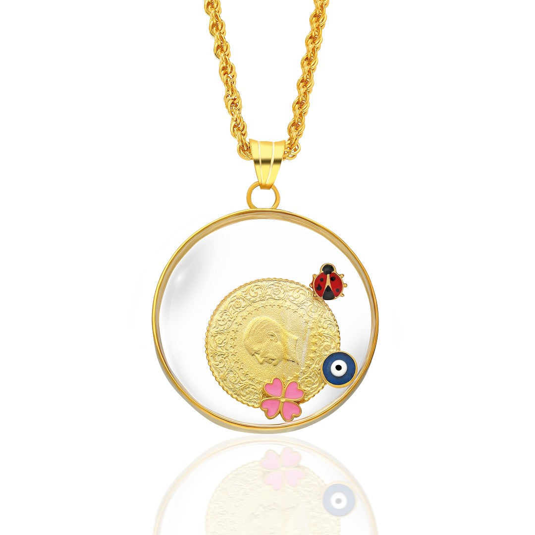 Quarter Glass Necklace - 925 Silver