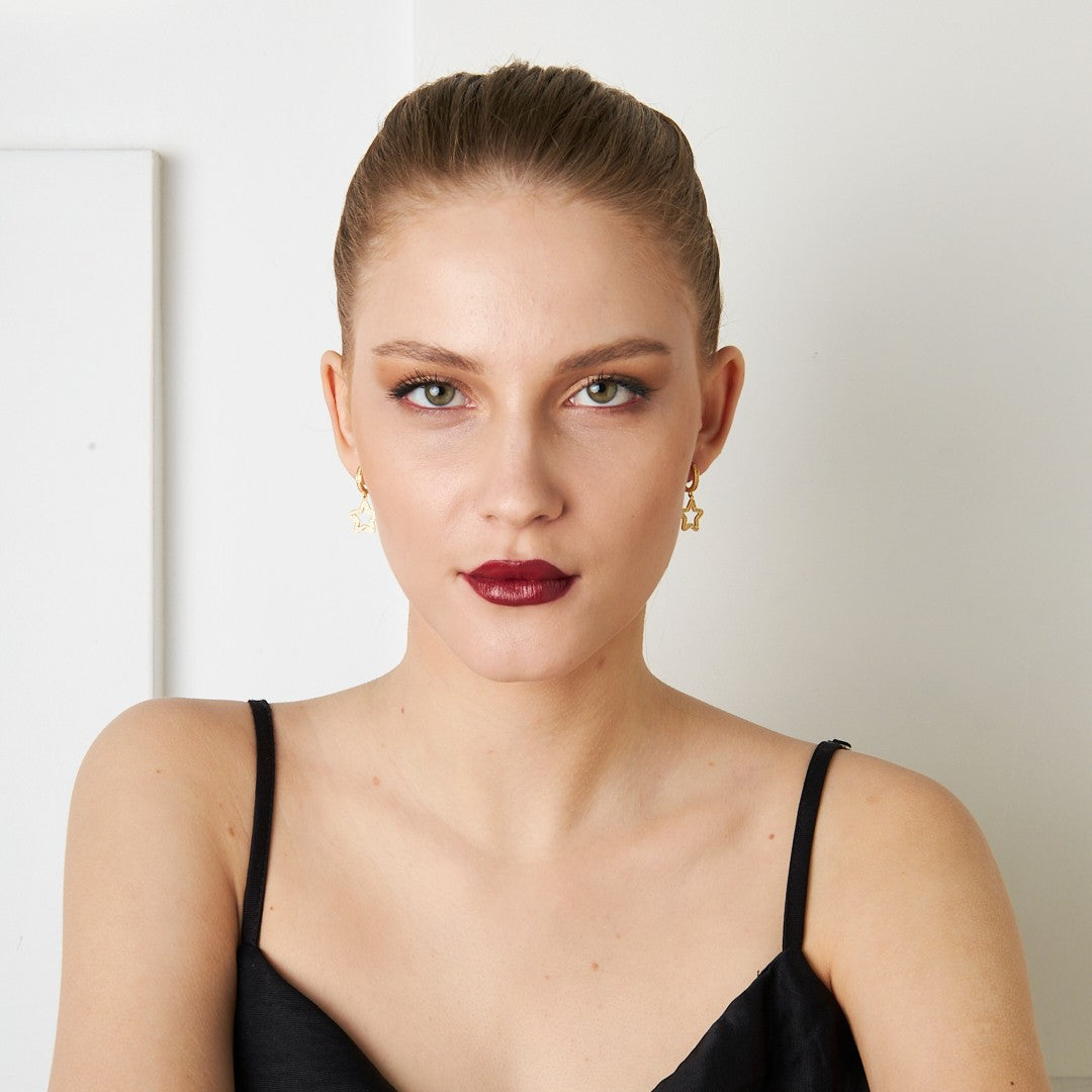 Dangle Stone Star Earrings - 925 SILVER