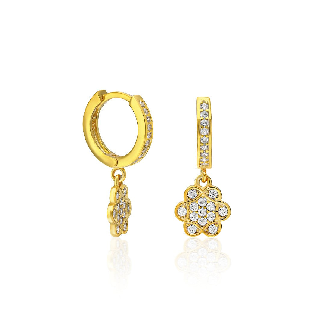 Stone Flower Earrings - 925 SILVER